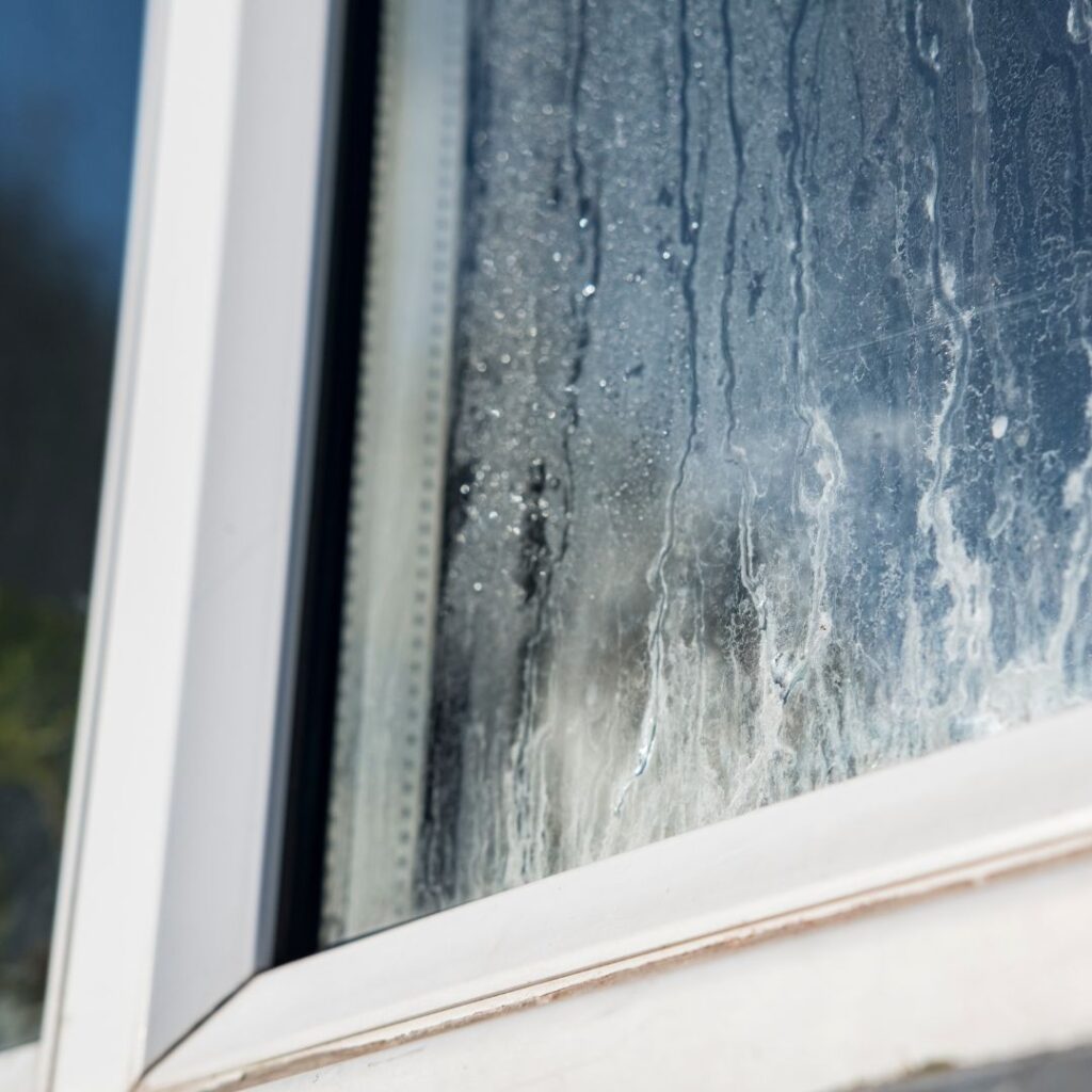 Blown Double-Glazing on a White uPVC Window