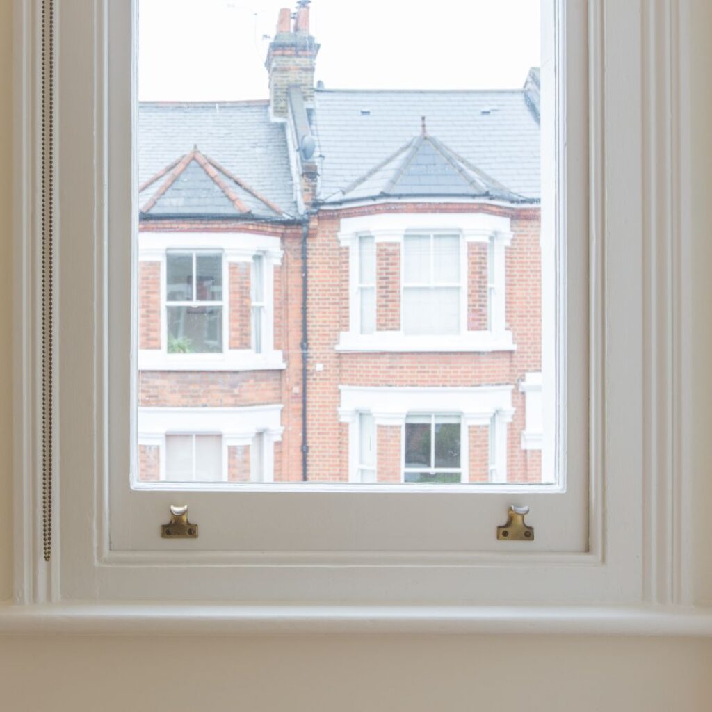 White Sliding Sash Window Installed in a Building