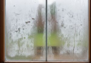 blown double glazing misted up with condensation inside window